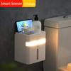 Wall Mount Toilet Paper Holder with Induction Light Multifunction Storag Rack Waterproof Toilet Roll Holder Bathroom Accessories