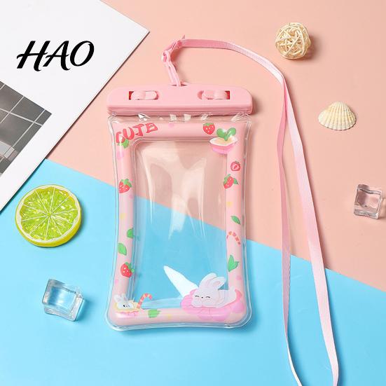 Protective Pouch for Beach Cute Waterproof Phone with Floating Airbag And Lanyard, Clear PVC Cellphone Dry Bag Swimming Underwater Cover Pool,