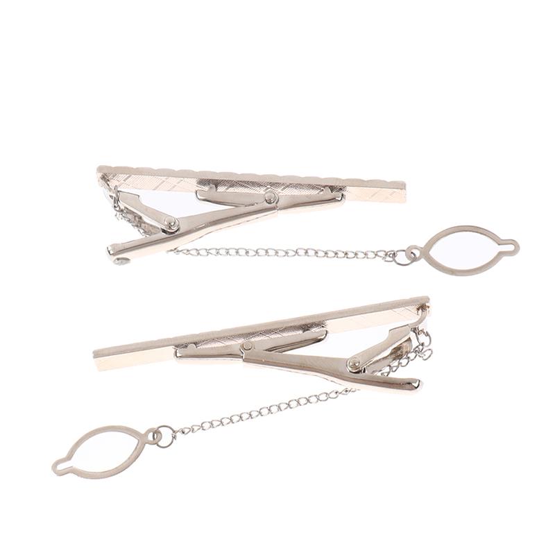 1Pc Men Silver Necktie Tie Clip Stainless Steel Plain Clasp Bars Pins Clips