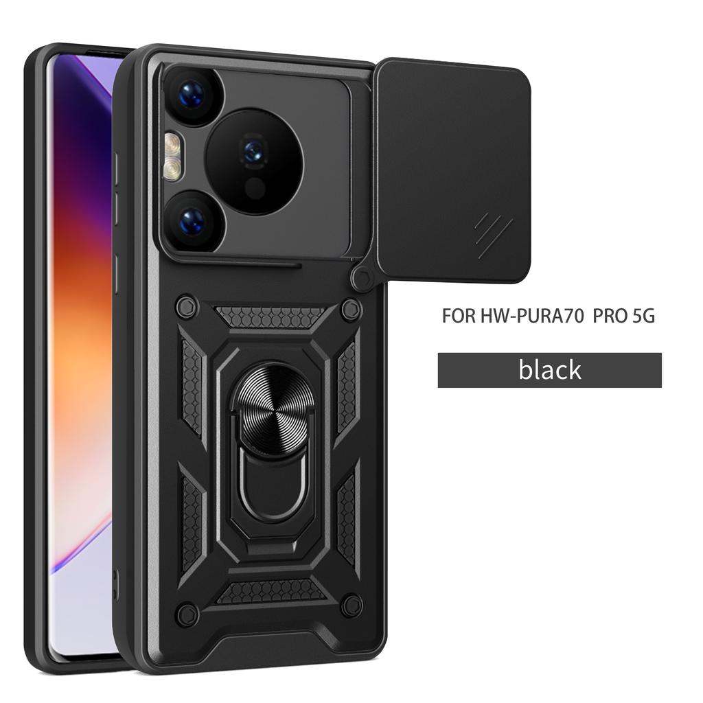 Чехол для Huawei Pura 80 Чехол для телефона Huawei Pura 80 Pro + Pura 80 Ultra Магнитное кольцо-держатель Бронированная задняя крышка со шторкой для защиты камеры