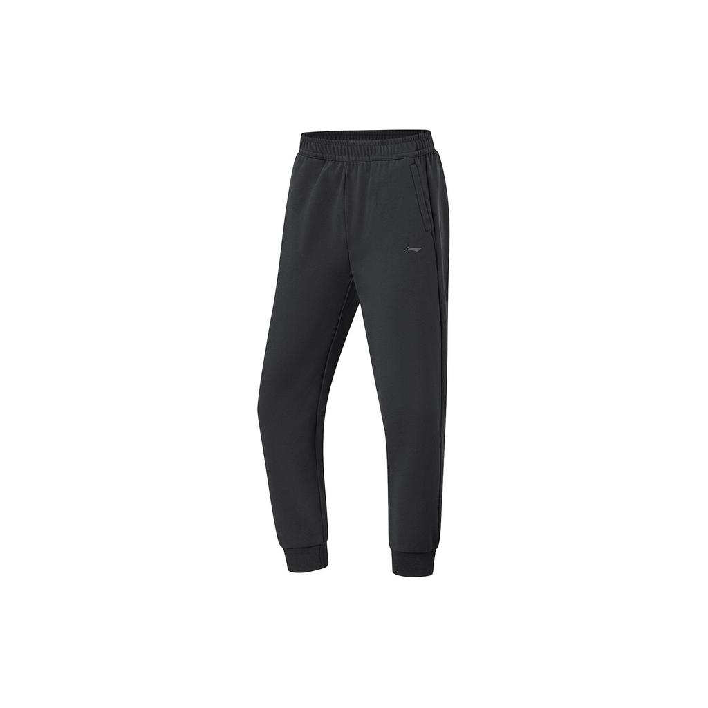 Спортивные брюки Li Ning Fitness Series с эластичным поясом, однотонные, зауженные, трикотажные, женские, черные AKLT770-1