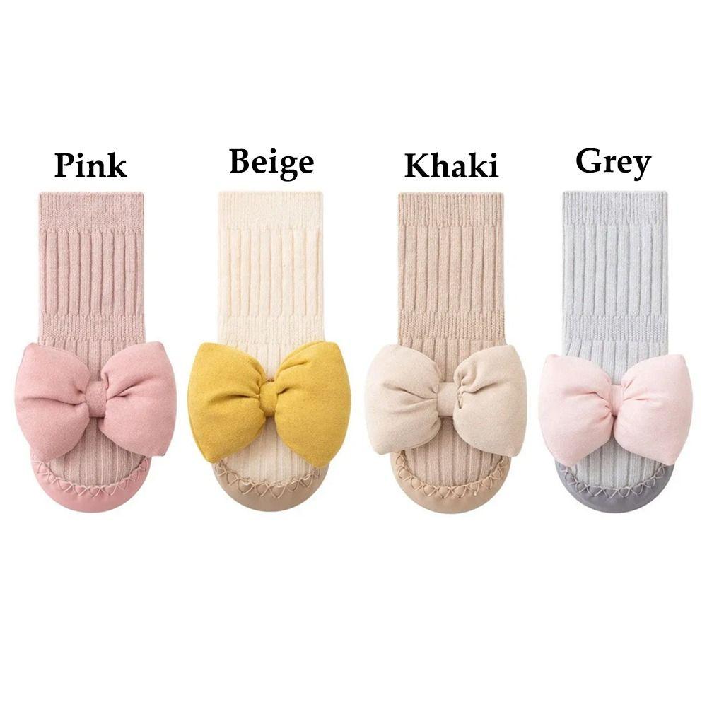 1Pair Bow Children Toddler Shoes Middle Tube Kids First Walkers New Baby Socks Shoes Floor