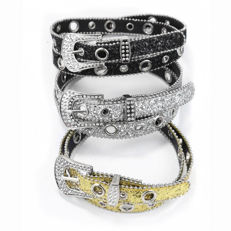 Подростковый пояс с пайетками для джинсов, регулируемый ремень на талию с пряжкой-булавкой, пряжка со стразами, широкий пояс на талию, женский пояс для юбки