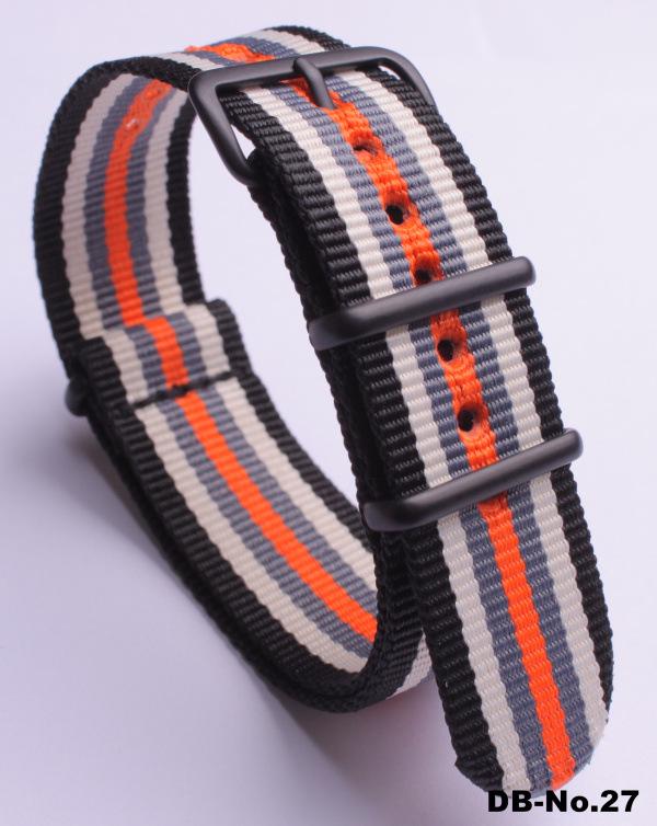 Черный нейлоновый и парусиновый ремешок для часов с вакуумно-нанесенной застежкой