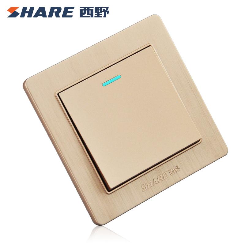 SHARE factory price gold color 16a pc material 1 gang 1 way wall switch