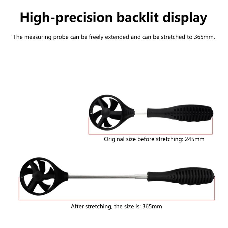 Professional Handheld Wind Gauge Meter With Wide Ranges 0.3-45m/s Precisions Anemometer For Ventilation System Testing
