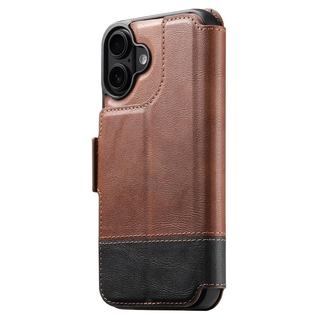 SUTENI Q-06 For iPhone 16 Case Color Splicing Magnetic Detachable Leather Phone Cover