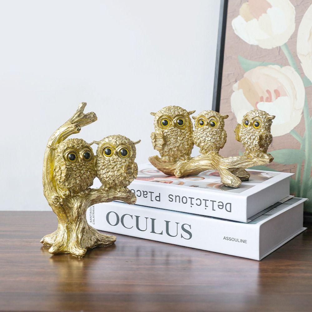 Креативное украшение в виде совы, смола, миниатюрная фигурка, скульптура, микро-ландшафт, статуэтка животного, шкаф