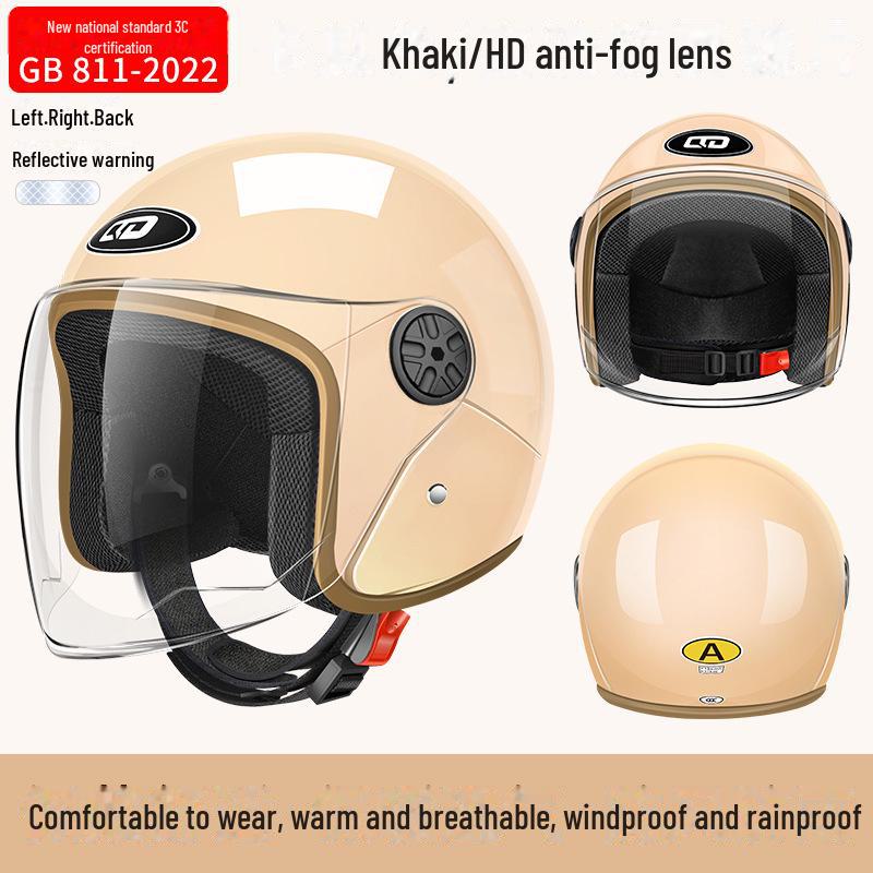 3C Certified Electric Bike & Motorcycle Helmet with Double Windshield - All-Season, Warm Safety Half Helmet