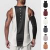 Мужской летний эластичный жилет для фитнеса - стильная футболка без рукавов с принтом
