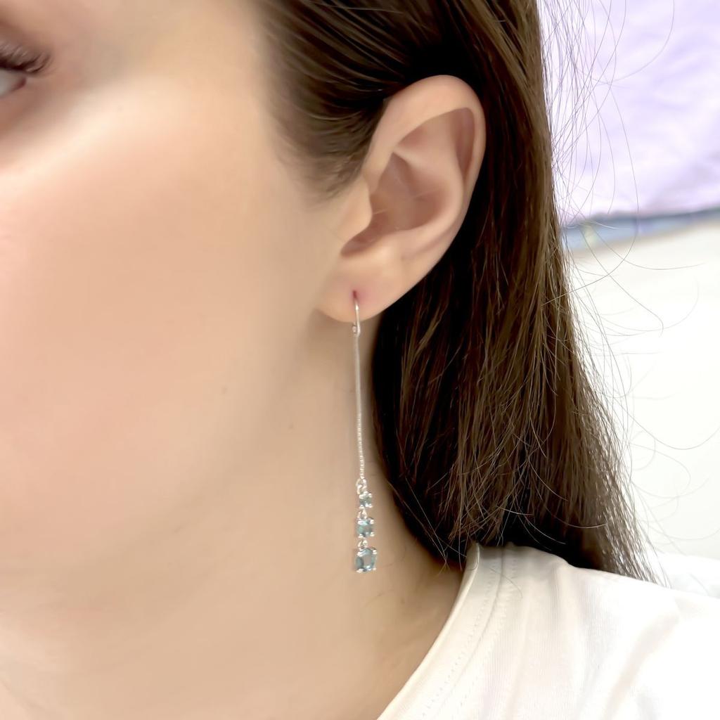 Серебряные серьги с топазом Лондон Блю 1.45ct (2167525)