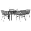 VidaXL Garden Dining Set Cushions 5 Pcs Grey Poly Rattan Glass, Outdoor Dining Set, Furniture of 3334628