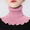 Woolen Knitted Scarf with Fake Collar Women Small Shawl Autumn Winter Pullover Warm Neck Protection Shoulder Lap Sweater Collar