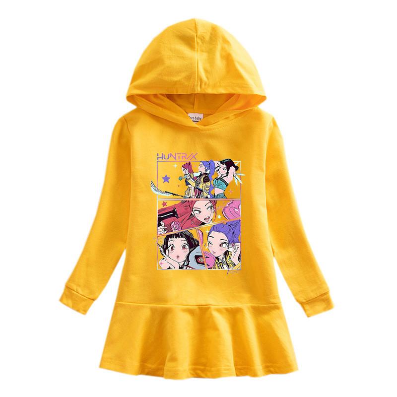 Kids Girls Kpop Rumi Zoey Mira Hunters Print Rainbow Hooded Dress