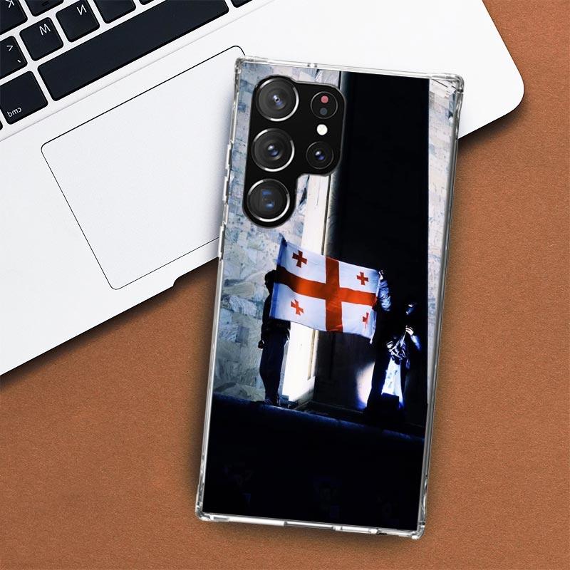 Чехол для телефона с флагом Грузии для Samsung Galaxy S24 S23 S22 Ultra S21 S20 Fe S10 Plus S10E S9 S8 + чехол в виде ракушки