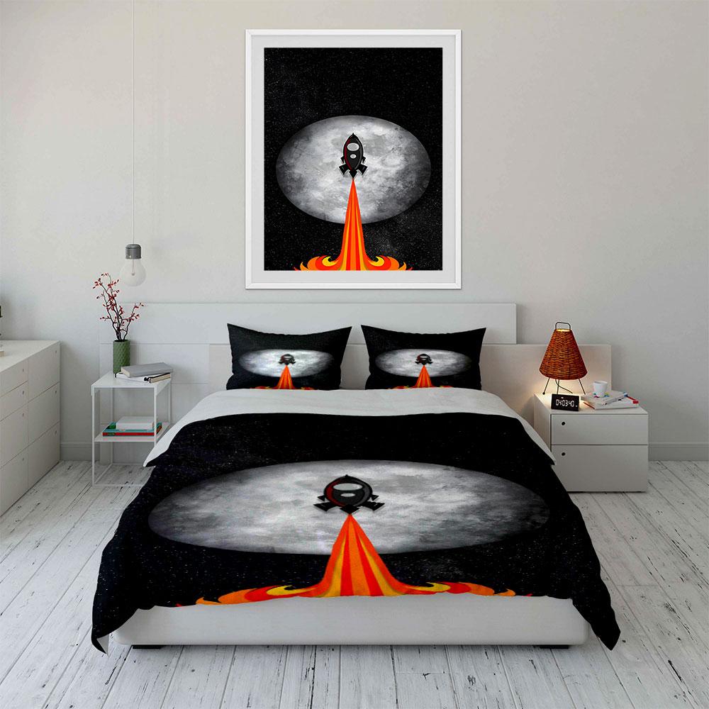 Rocket with fiery trail. Bedding sets Duvet cover sets Duvet covers Pillowcases(1 * Duvet Cover 2 * Pillowcases without duvet insert)