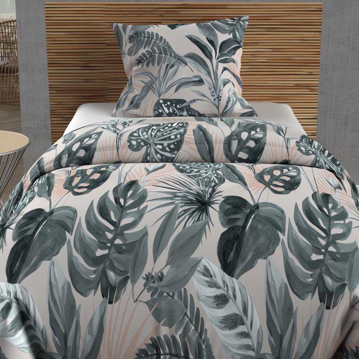 Комплект постельного белья из хлопка 57 нитей 140x200 см TROPIC зеленый, от Soleil d'ocre