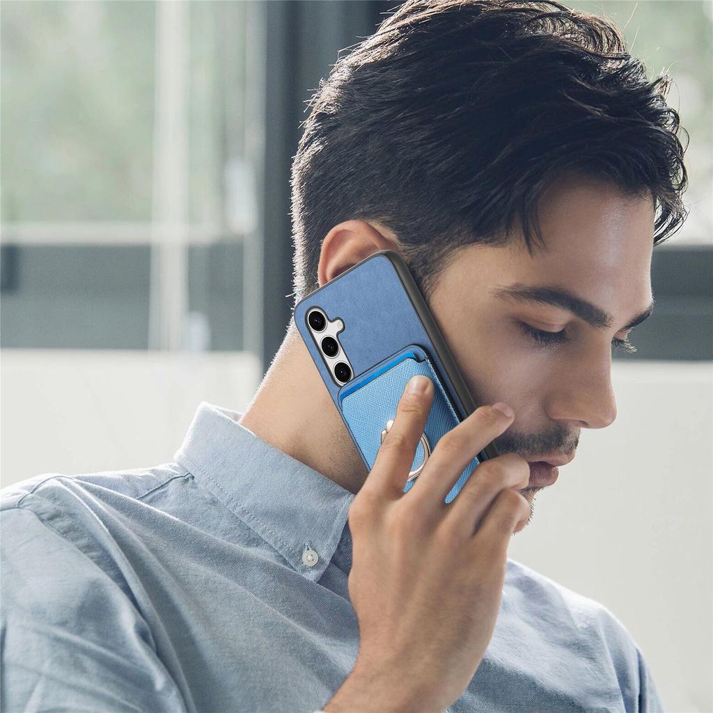 For Samsung Galaxy S25 Magnetic Case Detachable Card Bag Leather Back Cover with Kickstand