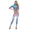 Sexy Elastic Bodysuit Halloween Cosplay Stage Costume Leopard 3d Printed Playsuit Fitness Women Gym Sport Bodycon Jumpsuits 2024