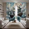 2 Pieces of High Definition Sea Sailboat Decorative Curtain Blue Tie Digital Printed Curtain Home Decoration Style Decoration Li