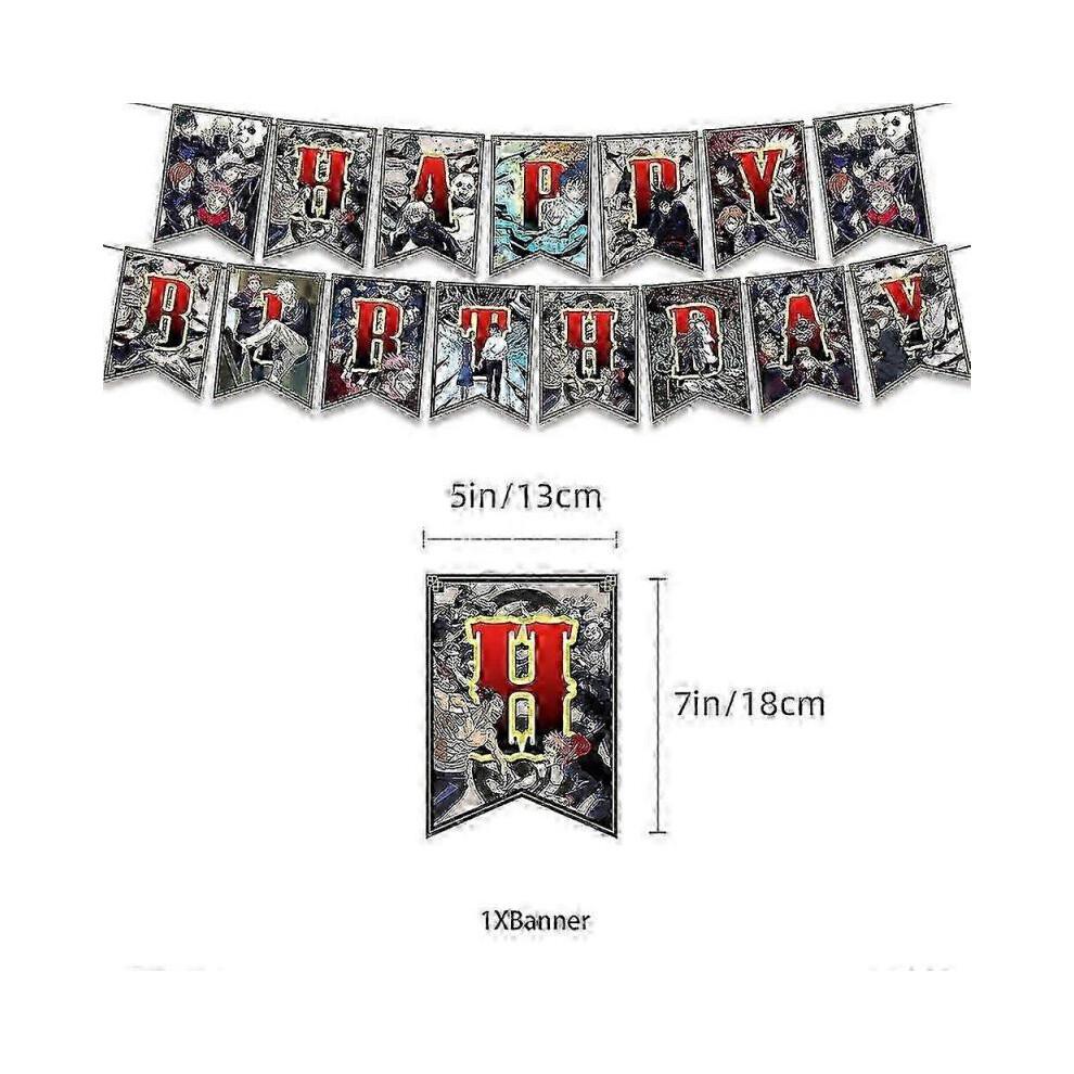 Jujutsu Kaisen Kids Birthday Party Decoration Supplies Include Anime Happy Birthday Banner Cake Topper Balloons Set