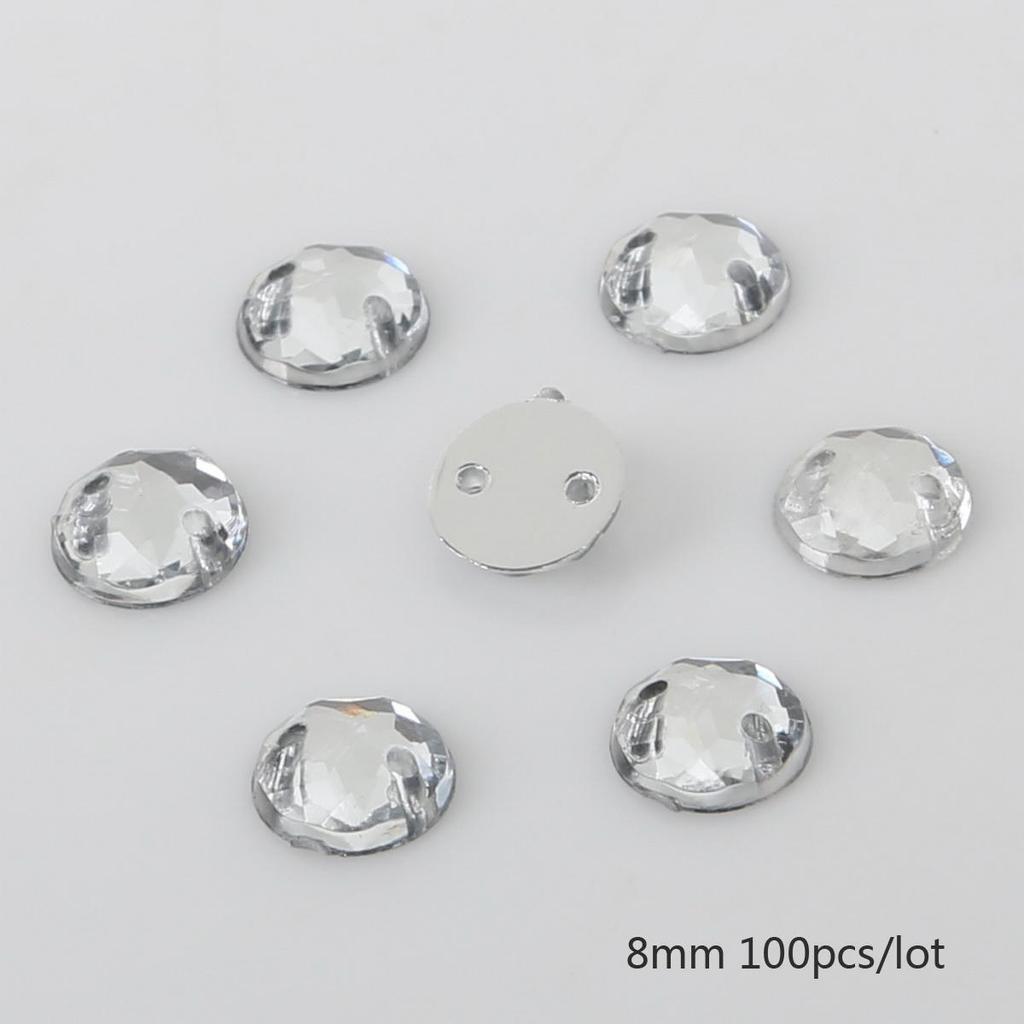 8/10/12mm Sewing Flatback Rhinestones Round Acrylic Beads Sew On Strass Crystal Stones For DIY Craft Scrapbook Decoration
