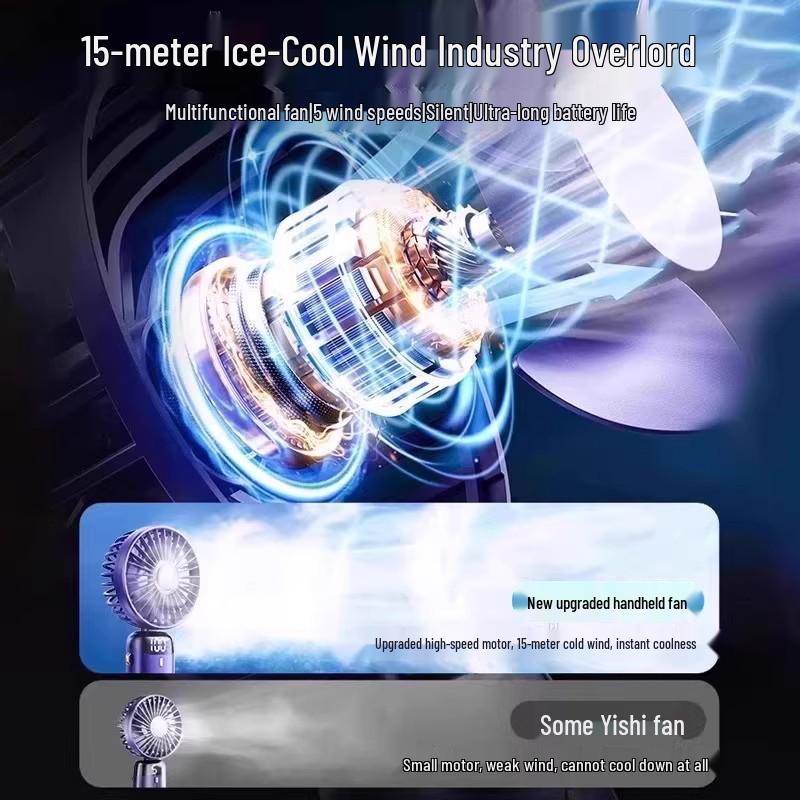 Portable Handheld Folding Fan - Rechargeable Mini Fan for Office & Classroom Desk