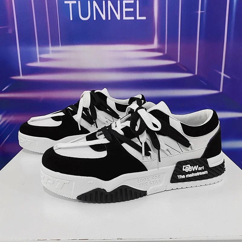 Fashion Designer Shoes Men Casual Platform Sneakes Two-tone Lace Up Trainers Fashion Student Sneakes Mens Vulcanized Tenis Masculino544