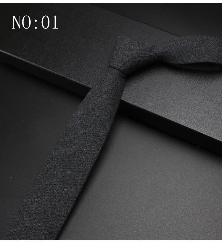 Men'S British Solid Color Retro Gentleman Shirt Simple Dress Wedding Narrow 6Cm Hand-Made Cotton Tie