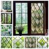 Стеклянное окно с зелеными листьями Европейский ретро-стиль - Съемная наклейка - ПВХ наклейки для гостиной и двери ванной комнаты 1 штука