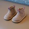 Autumn Winter Children Cotton Boots Boys British Style Leather Boots Girls Retro Short Boots Baby Soft Anti-kick Warm Shoes