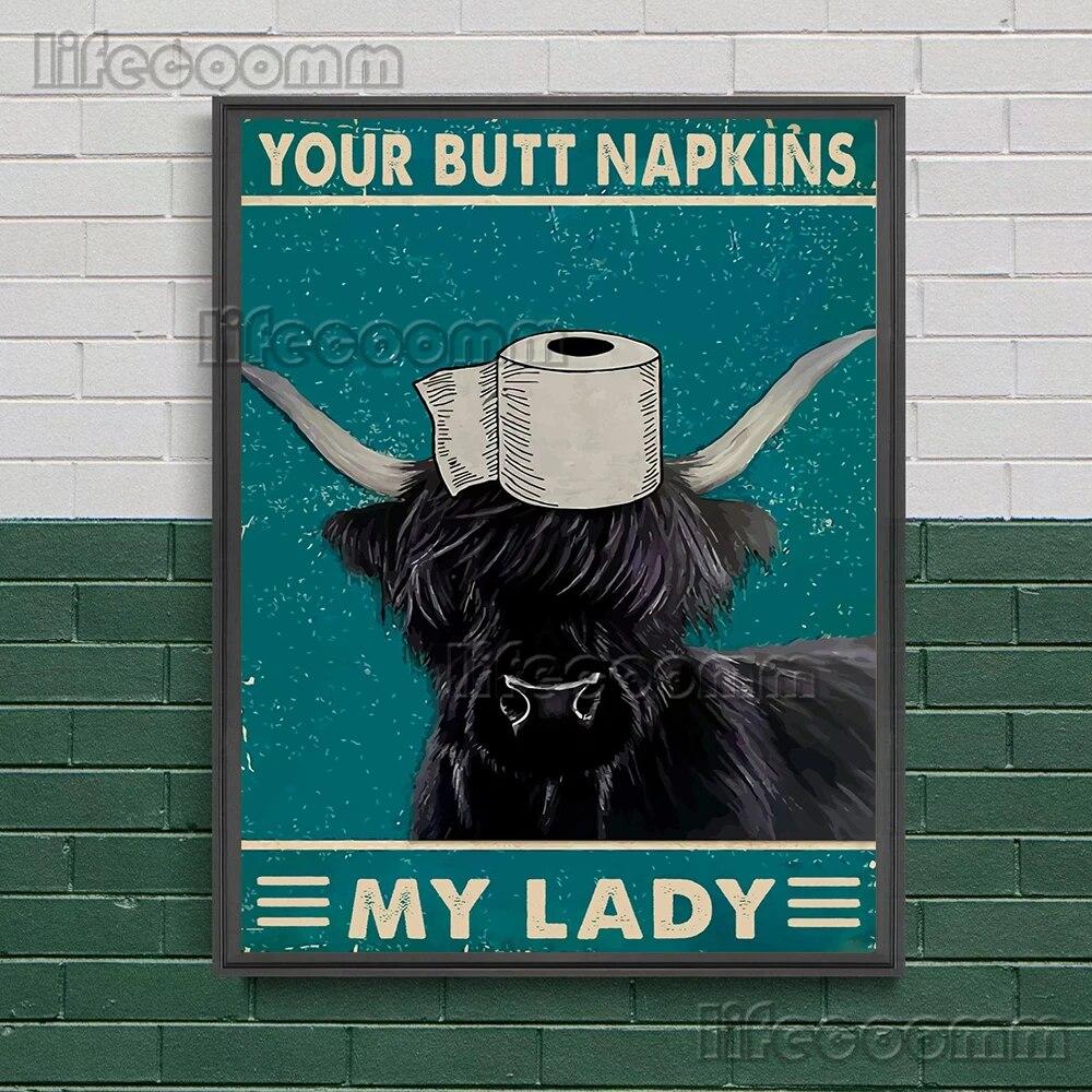 Салфетки Your Butt My Lady для туалета, ванной комнаты, художественный постер и принты, декоративные животные и туалеты, настенная живопись на холсте, без рамки