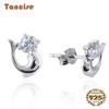 Tancise Silver 925 Heart-shaped Stud Earrings with AAA Zircon for Women Fashion Fine Wedding Party Jewellery Gifts