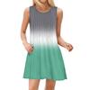 Ladies Fashion Summer Gradient Print Dress Loose Beach Vacation Casual Sleeveless Sundress