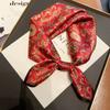 53CM Red Square 100% Silk Scarf For Holiday Small Head Neck Hijab Women Kerchief High Quality Silk Bandana Scarves