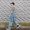 Men's Large-Size Denim Overalls Loose Straight-Leg Jumpsuit Versatile Wide-Leg Casual Suspender Jumpsuit