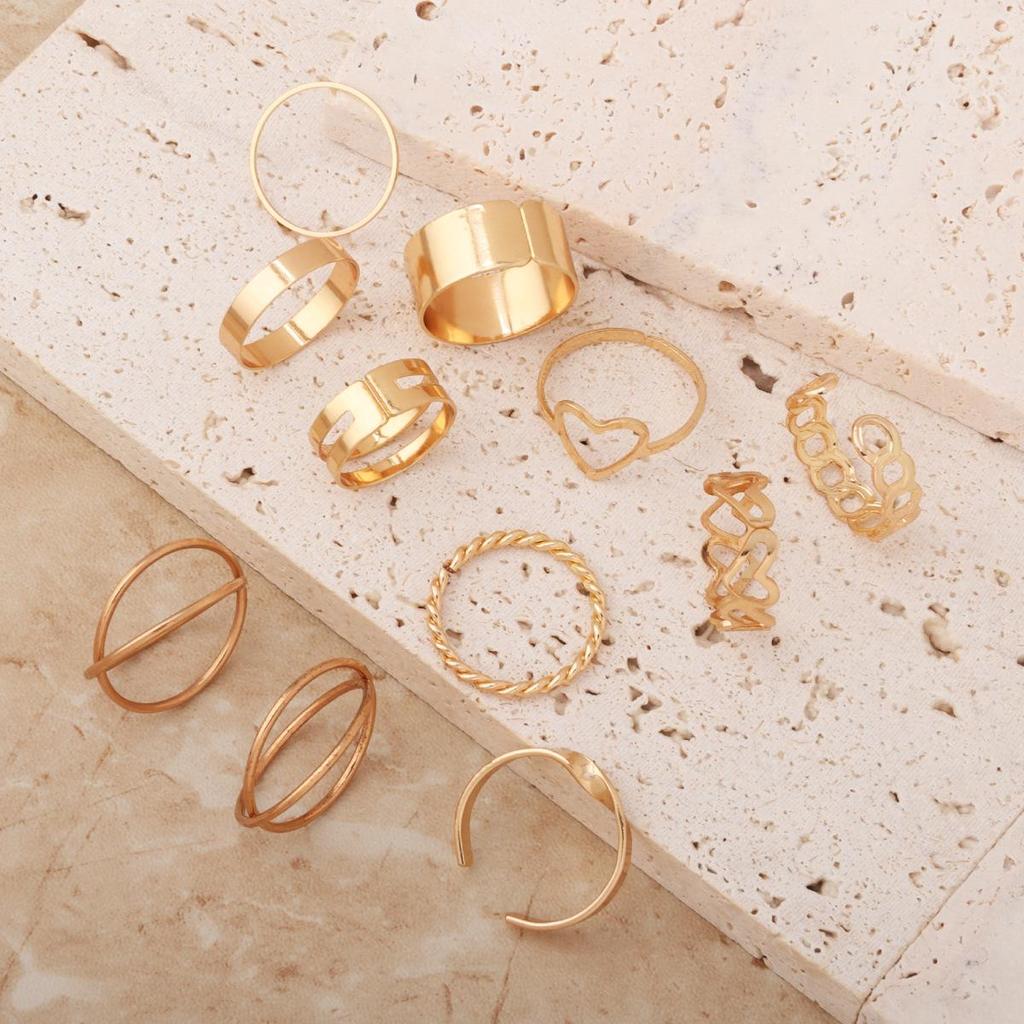 22-Piece Open Multi-Joint Heart and Butterfly Ring Set for Women