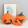 Halloween Woven Pumpkin Basket with Lid Empty Rope Woven Basket Trick or Treat Pumpkin Storage Bin Candy Snack Container