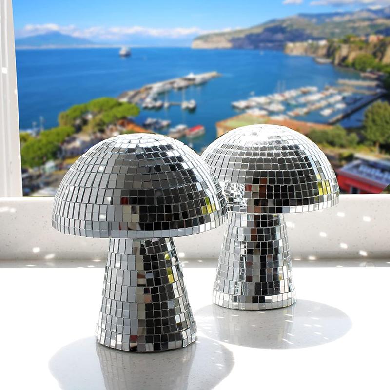 Silver 10*10Cm Mushroom Disco Ball Mirror Reflective Mushroom Ornament Girlfriend Gift