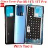 100% A+++ Стеклянная задняя крышка-дверца для Xiaomi Mi 11T 11T Pro 5G Жесткая крышка аккумулятора Задняя панель корпуса С клейким клеем