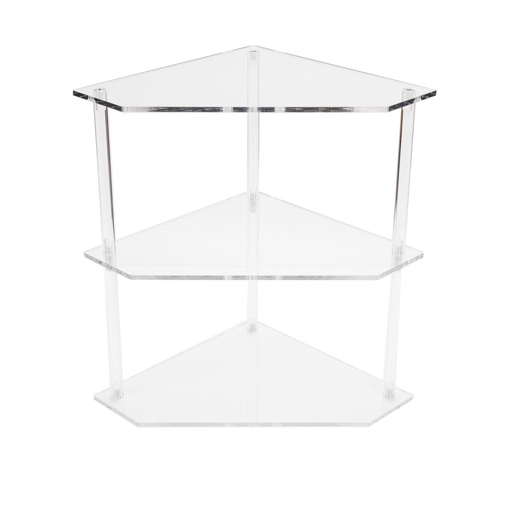 Acrylic Corner Side Table Small 3 Tier Triangular End Table for Living Room Bedroom Study Arrangement