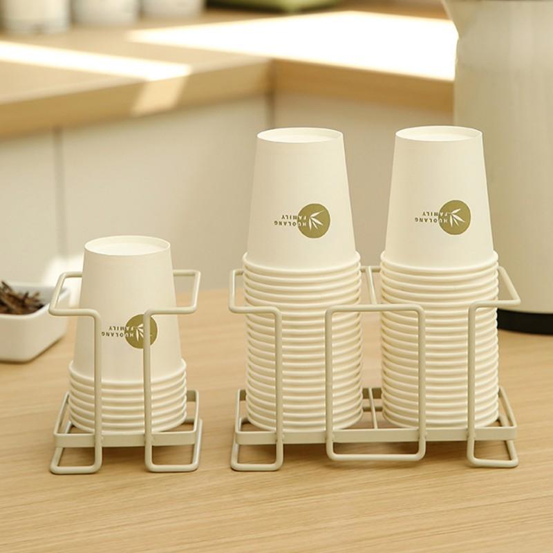 Держатель для бумажных стаканчиков Одноразовый стаканчик Красивый держатель для стаканчиков Железный материал Удобное хранение Стойка для хранения Домашний держатель для кофейных чашек