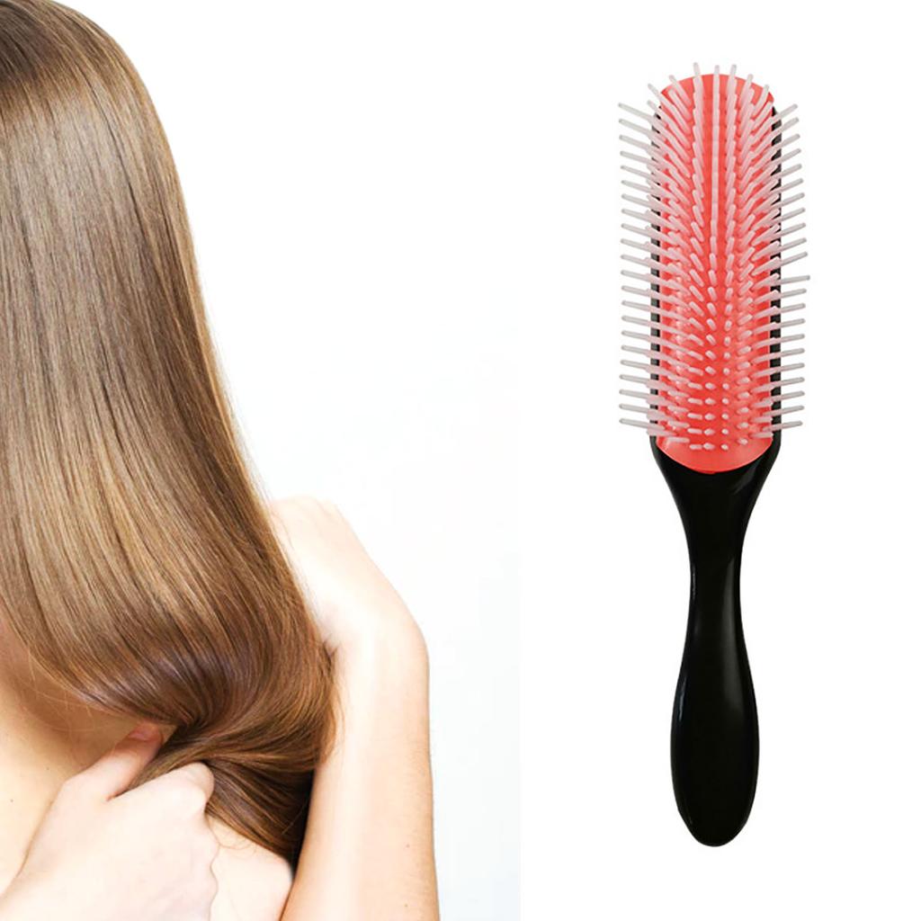 2 Pcs 9 Rows Hair Brush Nylon Bristle Styling Brush Curly Hair Detangling Brush for Separating