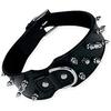 Collar - GLORIA - Fur Collar - Black Leather - 3 Rows of Spikes - Adjustable