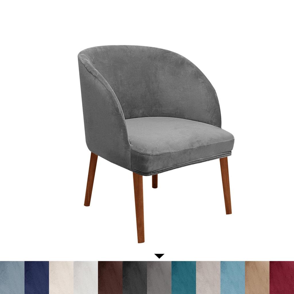 Velvet Semi-Circular Dining Chair Cover with Elastic Arc Design