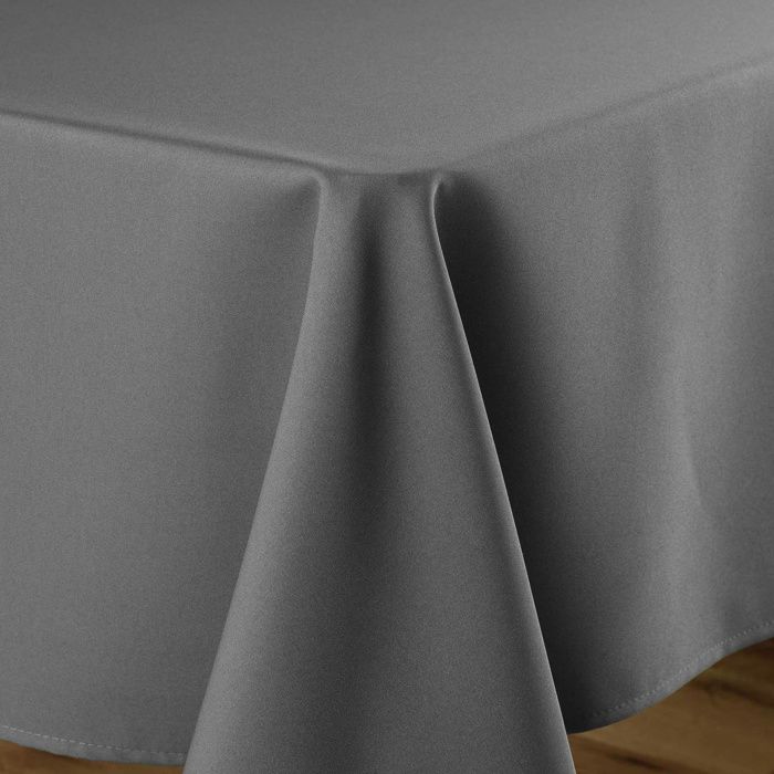 Nappe rectangle 140 x 200 cm – Polyester uni Essentiel – Béton – Finition ourlet
