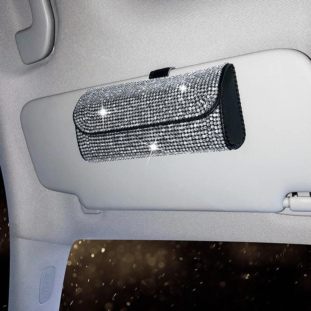 Держатель для автомобильных солнцезащитных очков с кристаллами, держатель для стаканов, автомобильная коробка для солнцезащитных очков, зажим для автомобильных стразов, аксессуары для женщин
