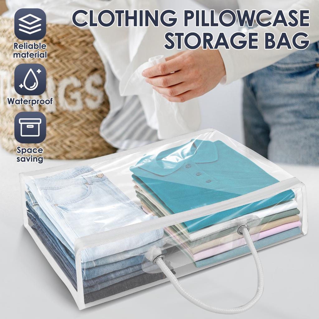 6Pcs Clear Tote Bags with Zipper Large Capacity Blankets Bags Waterproof Dustproof Bed Sheet Bag Transparent PVC Organizing Bags