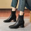 Thick Heel Small Short Boots Women's Autumn and Winter New Knitted Elastic Boots Thin Boots Square Head Middle Heel Fashion Boots