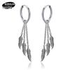 Bao Shalina Tassel Chain Leaf Earrings: Trendy Non-Piercing Korean Style for Men.